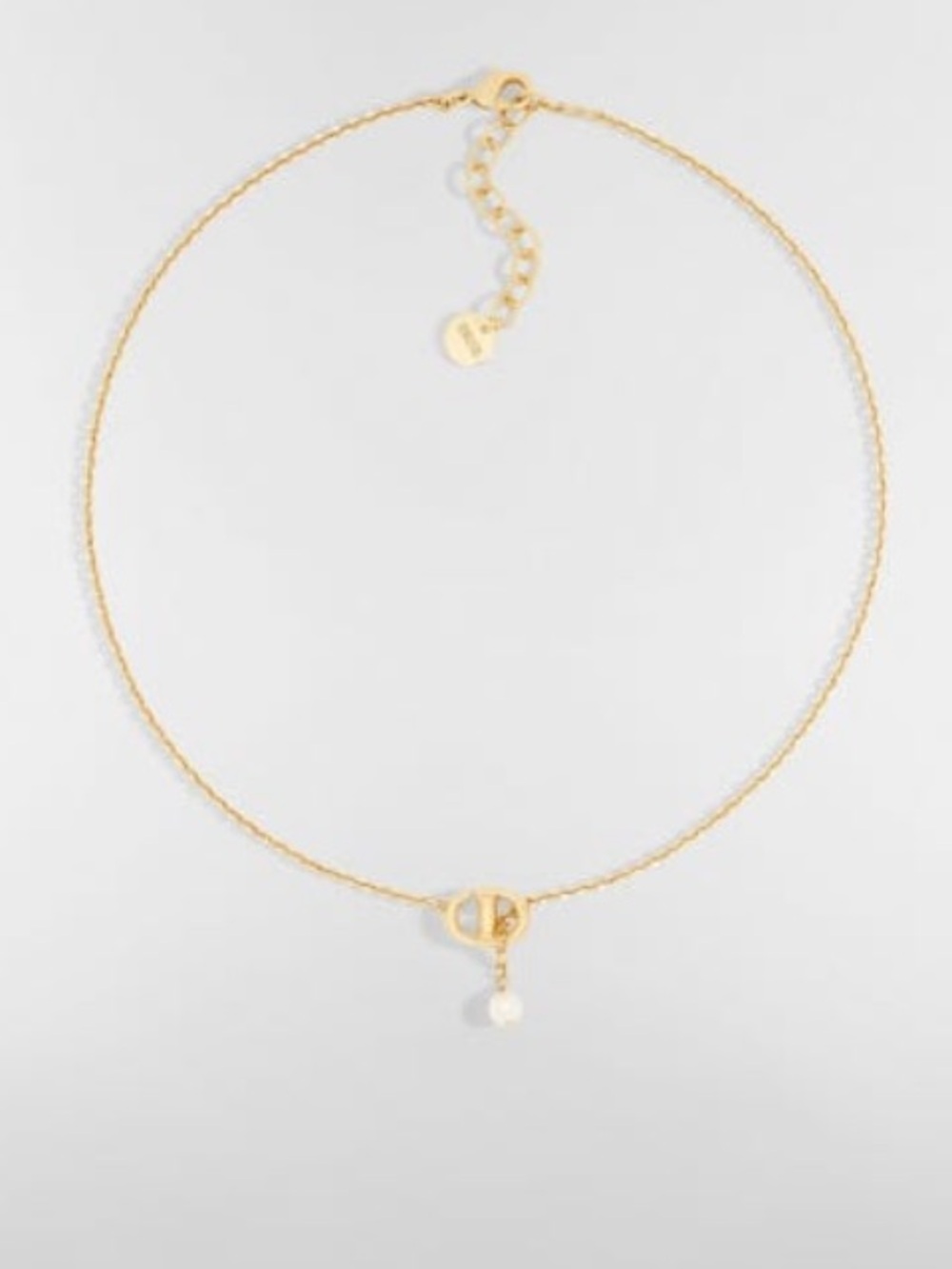 Dior CD NAVY NECKLACE Gold-Finish Metal n White Resin Pearl New in bag! GWP